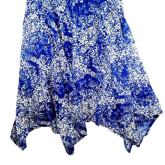 RN Studio Ronni Nicole Dress Blue Handkerchief Hem Flowy Lace Overlay Lined 16 - Picture 4 of 13